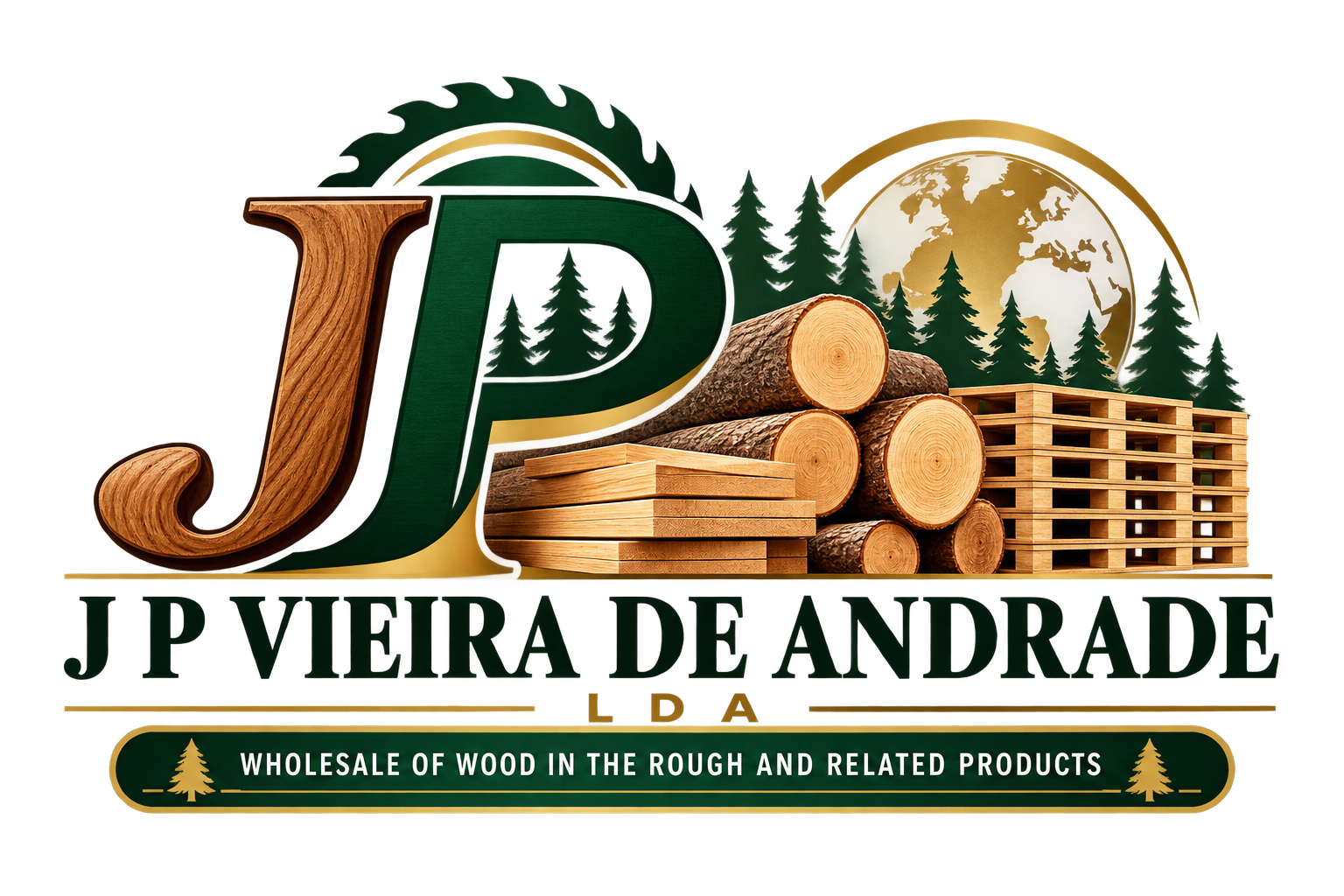 J P Vieira de Andrade, Lda — wholesale wood exporter logo, Rebordosa, Portugal